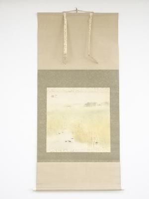 堂本印象筆　晴冬図　肉筆絹本掛軸（共箱・二重箱）　□z